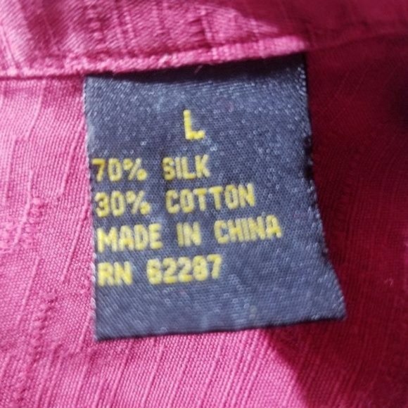 Aureus Maroon Silk Short Sleeve Button Down Shirt - Picture 3 of 5